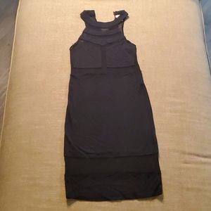 Black Midi Dress, Mesh Cutouts